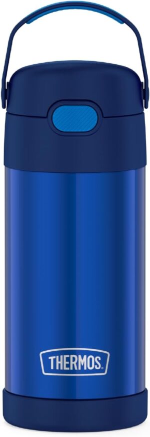 THERMOS FUNTAINER 12 Ounce Stainless Steel Vacuum Insulated Kids Straw Bottle, Blue