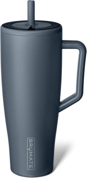 BrüMate Era 40 oz Tumbler with Handle and Straw | 100% Leakproof Insulated Tumbler with Lid and Straw | Made of Stainless Steel | Cup Holder Friendly Base | 40oz (Nightfall Blue)