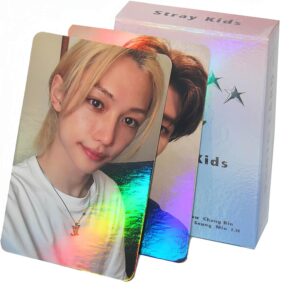 PYAJUU Stray Kids Laser Photocard 50pcs Stray Kids Laser Card Kpop Stray Kids LOMO Cards Kpop Straykids 5-Strar Album Card Stray Kids Photo Cards 5-Star Postcard Gift for Fans Daugher