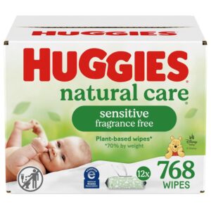Huggies Natural Care Sensitive Baby Wipes, Unscented, 12 Flip-Top Packs (768 Wipes Total)